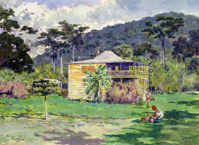 Vailima, 1892, casa di Robert Louis Stevenson a Samoa da Count Girolamo Pieri Nerli